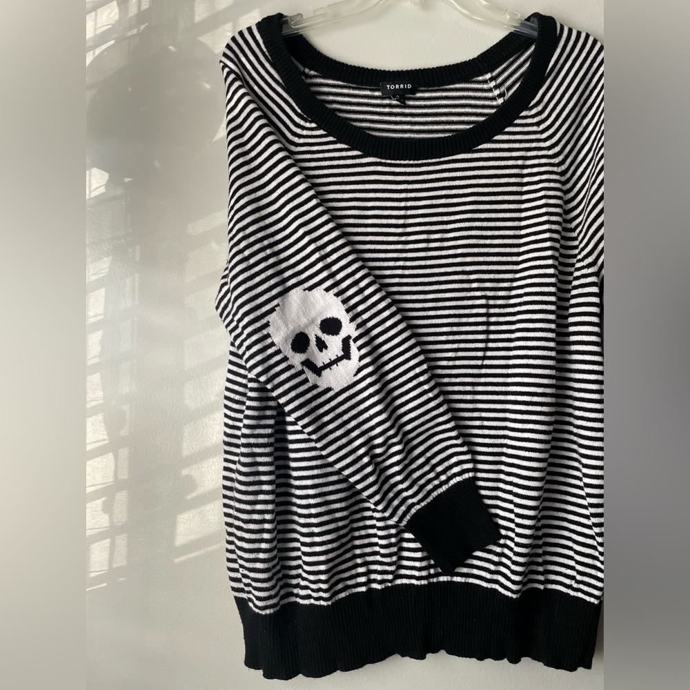 Torrid striped sweater with skull elbow detail / size 2